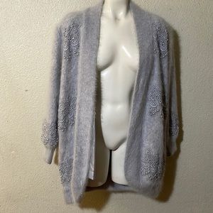 Belldini XL Angora, Lace & Pearl Satin Lined Jacket - NWOT